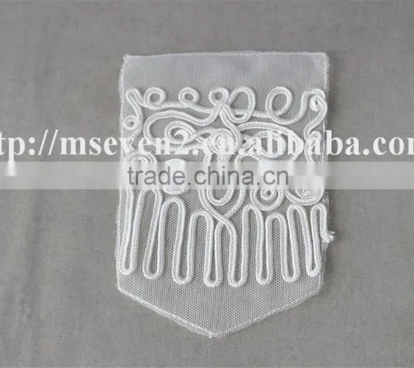 2016 Newest Design 100% Polyester White Color Lace Fabric Embroidery Trim Patch for Clothing Shoulder photo-2
