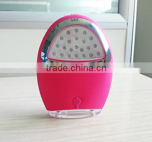 Rechargeable Silicon Face Cleanser Water-proof Vibrating Facial Massager With Red&blue Light photo-3