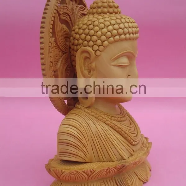 Wooden Handicraft Artisan Buddhism Sculptural Decore Gift Carving God Buddha Statue photo-3