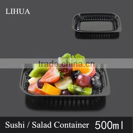 PS Black Base BOPS Clear Lid Plastic Take Out Food Container Box for Sushi,Salad,Fruit,Vegetable,Dessert,Cold Dish Packaging photo-2