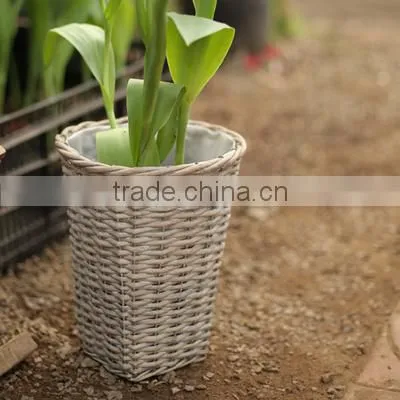 Handmade Wicker Flower Baskets for Planting With Plastic Liner Wicker Plants Basket photo-6