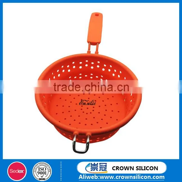 Collapsible Silicone Strainer With Handle, Silicone Food Colander photo-2