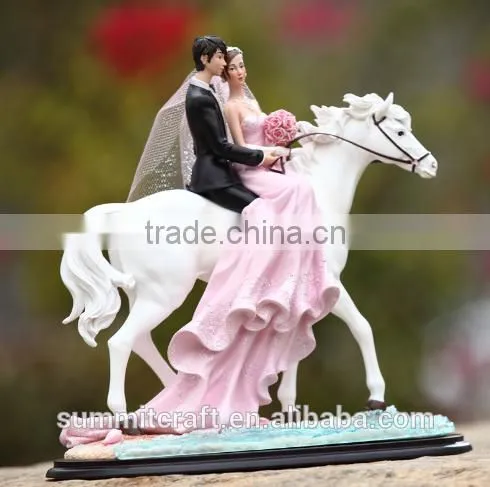 Custom White Horse European High-quality Resin Bride and Groom Figurines photo-2