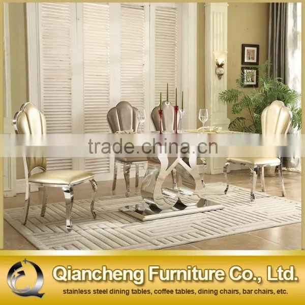 Fancy Mirror Silver Heart Shape Base Glass Resturant Dining Table photo-2