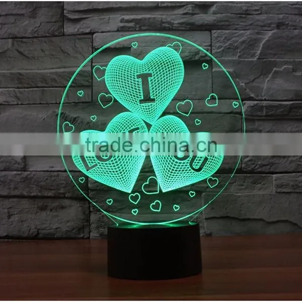 2017 Wholesale Gift Items Valentine's Day Gift 7color 3d Romantic LED Night Light Lamp 3d Illusion Lamp photo-5