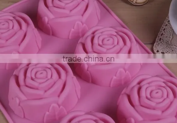 Hot Sale Rose Silicone Cake Mold 6 Checks Cake Mould photo-3