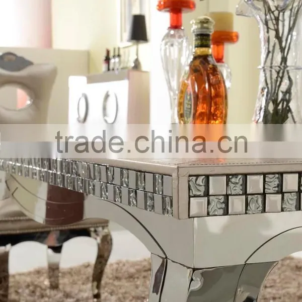 High End Royal Mosaic Decoration Livingroom Stainless Steel Furniture Coffee Table/center Table Covered by Real Leather/PU photo-4