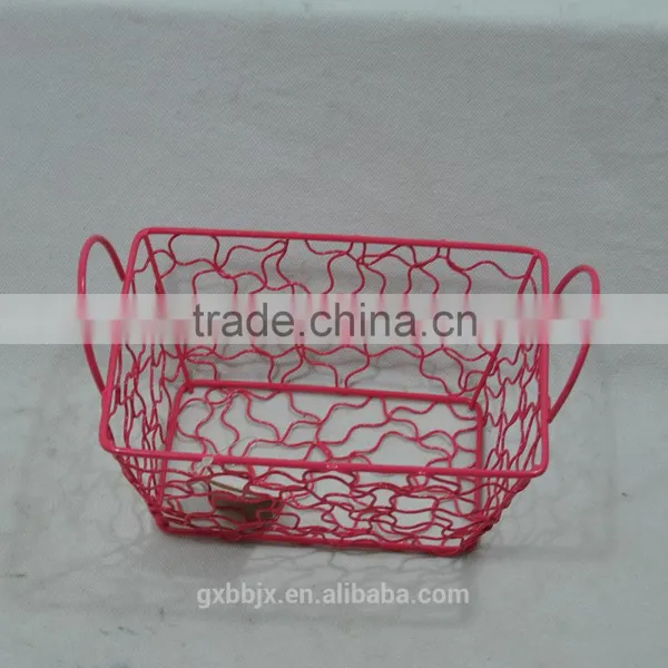 Set of Three Metal Wire Storage Basket With Handle photo-6