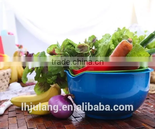 BPA-Free Plastic Mixing Bowl / Plastic 3pcs Salad Mixing Bowl Set photo-3
