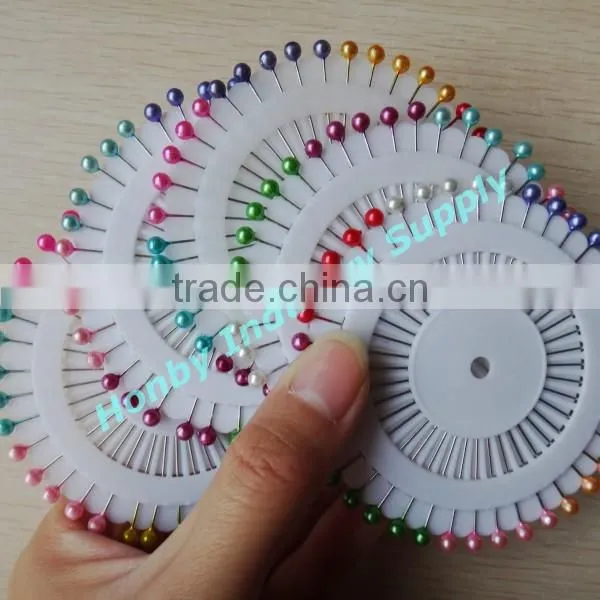 Assorted Rosette Pearl Round Head Straight Hijab Pin photo-4