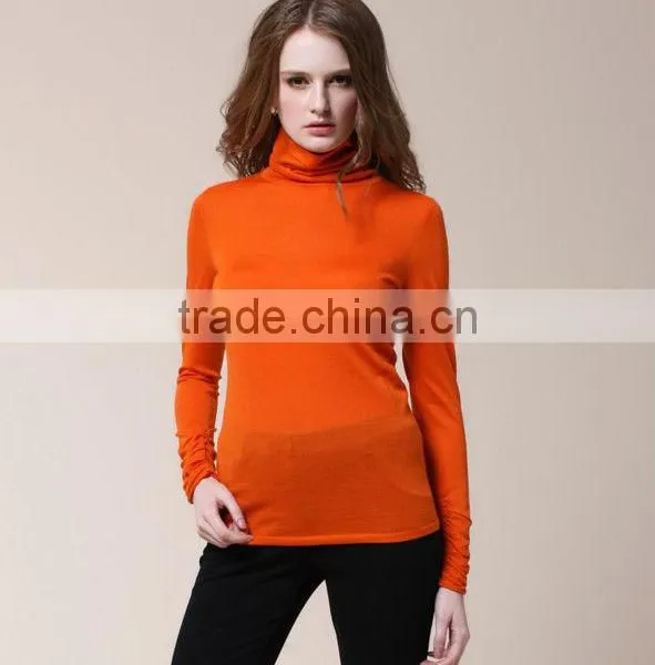 OEM Ladies Fashion Long Sleeve High-neck Solid Woolen Woman Pullover Sweater