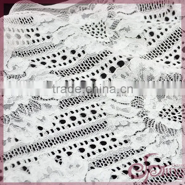 White Flower Design Jacquard Cotton Nylon Warp Knitting Fabric Cotton Lace Fabric for Dress photo-2