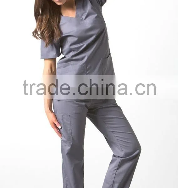 Custom V Neck Hospital Uniform Fitted Clinical Medical Scrubs Uniforms photo-3