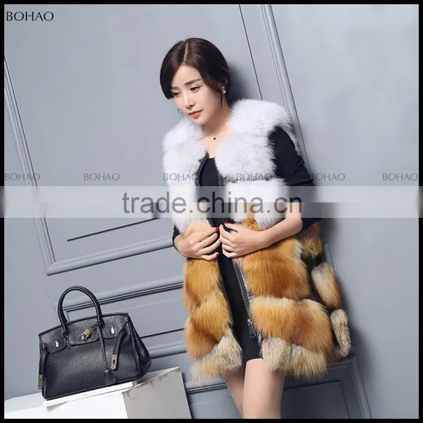 China Supplier Womens Luxury Long Fox Gilet Silver Fox Fur Vests photo-5
