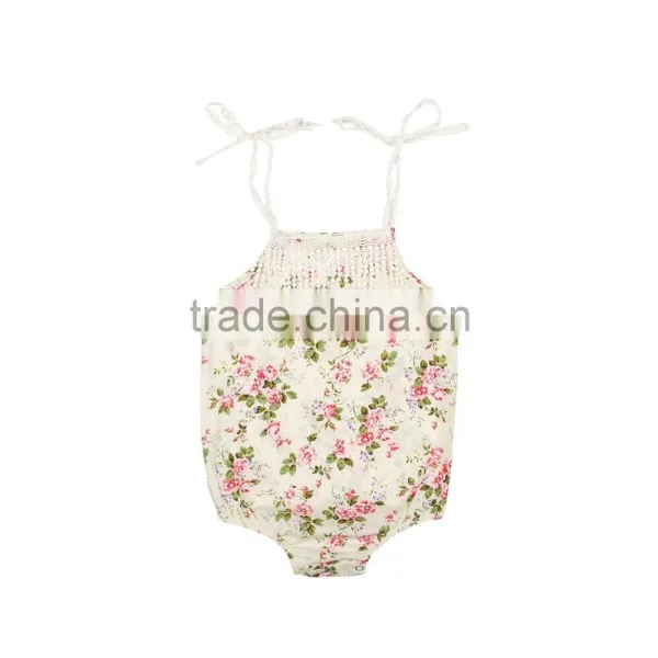 High Quality Summer Boutique Baby Clothing Rompers Baby Girl Floral Lace Rompers Infant and Toddlers Rompers photo-3