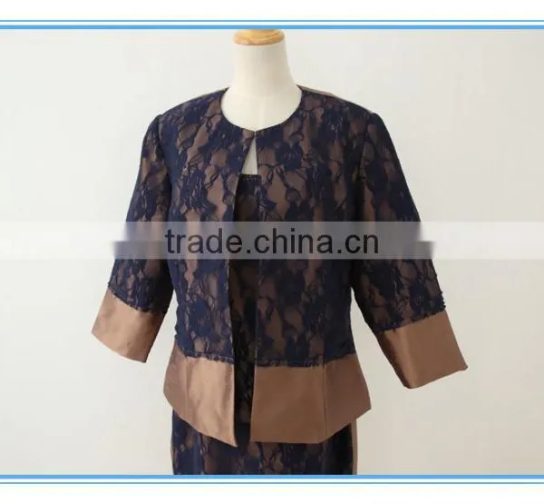 Shantung Lace Combination Classic 3 Pieces Skirt Church Suit For Women photo-5