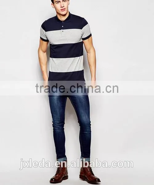 Factory Wholesale 100% Cotton Jersey Wide Stripe Men Polo Shirt Custom Your Own Logo photo-4