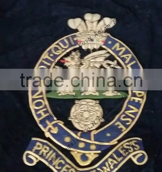 Hand Embroidered Bullion Wire Velvet Banner With Fringe & Sword Knot photo-2