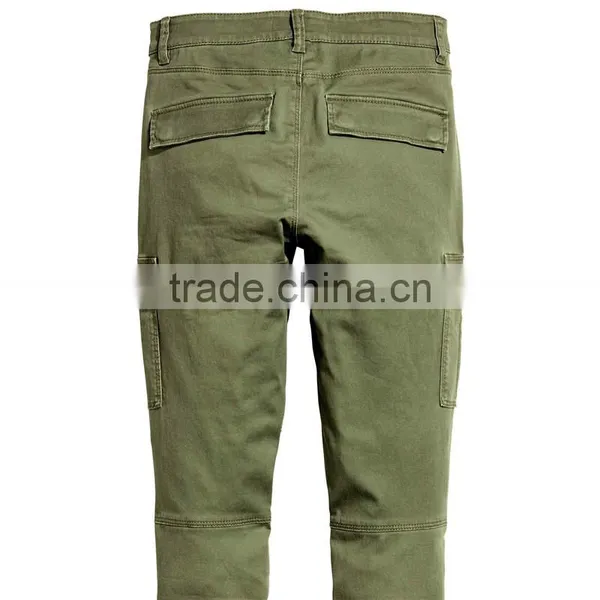 Womens Washed Khaki Green Cargo Pants Work Pants for Ladies photo-3