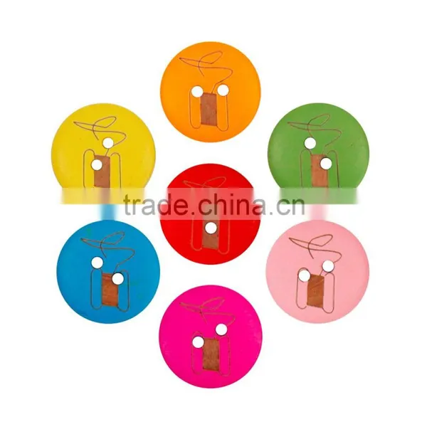 D&D 15pcs/lot Mixed Color Round Shape 2 Hole Wood Button For Sewing Scrapbooking Sewing Supplies 20mm photo-2