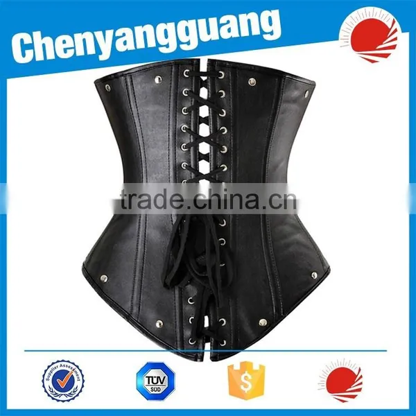 Accept OEM Faux Black Leather Corsets,plus Size Leather Corsets photo-3