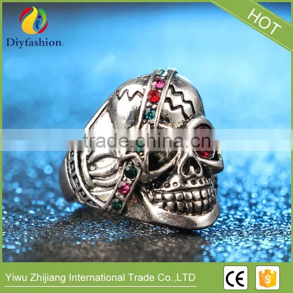 Fashion Punk Skull Rings Classic Vintage Jewelry Stainless Steel Cool Star Shape Red Crystal Ring photo-6