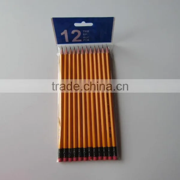 12pcs HB Yellow Pencils With Eraser in Oppbags photo-2