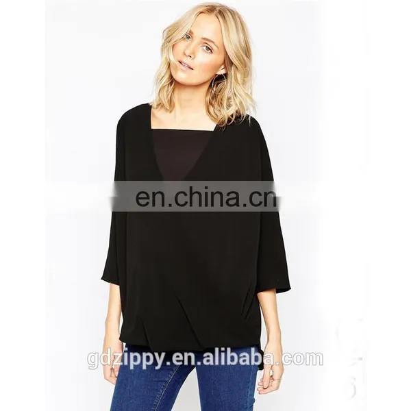 Wrap Front Woven Top Wholesale Blank Maternity T Shirts photo-2