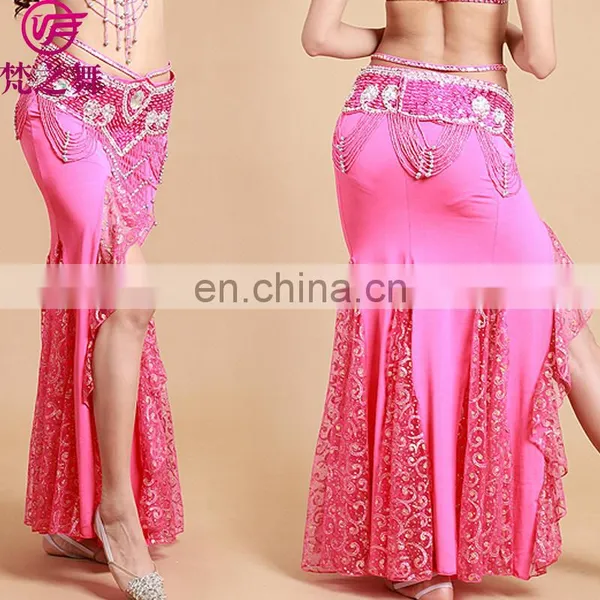 Q-6036# High Lace and Milk Silk Long Sexy Belly Dance Dress for Sale photo-4