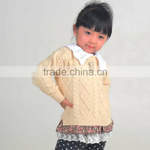 Anti-shrink Knitted Pattern Jumper Girls Polo Pullover Sweater Dress photo-2