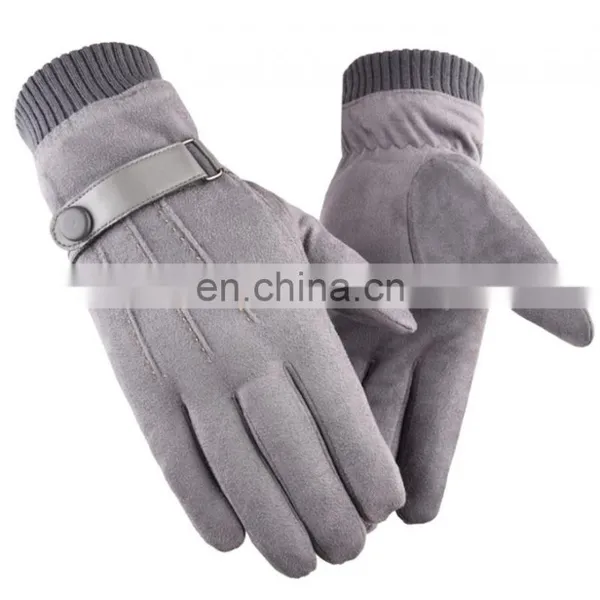 Cheap Women Men Fleece Lined Suede Fabriccar Bike Winter Warm Hand Bicycle Cycling Driving Gloves photo-5