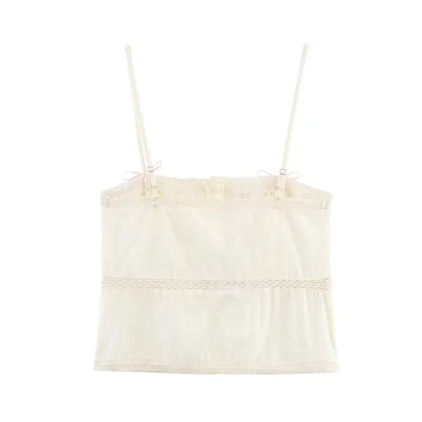 Summer New Suspender Strapless Bow Embellished Embroidered Fashionable Top