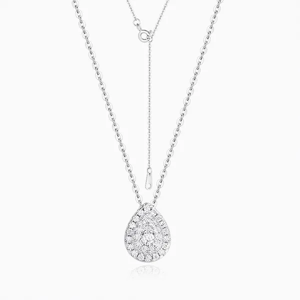 Shining Star Jewelry Trendy Vvs 925 Silver Pear Shaped Earring Necklace Sets photo-3
