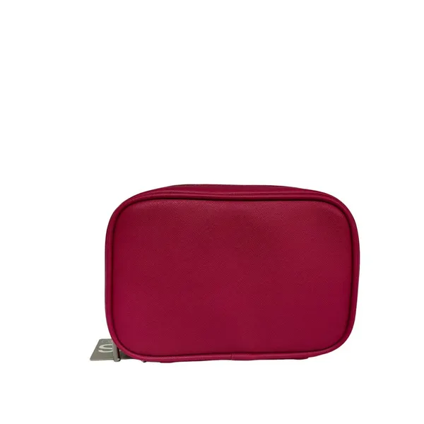 Stylish Burgundy Faux Leather Makeup Pouch