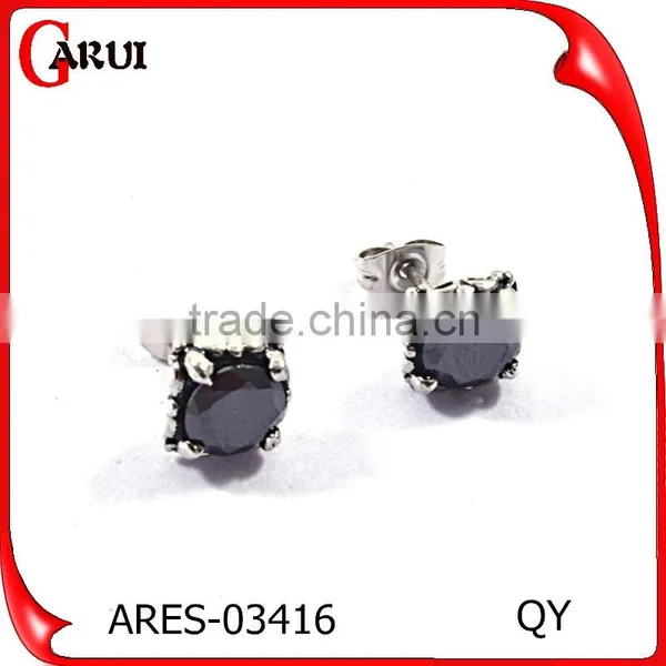 Black Stainless Steel Women Jewelry Flower Stud Earrings photo-2