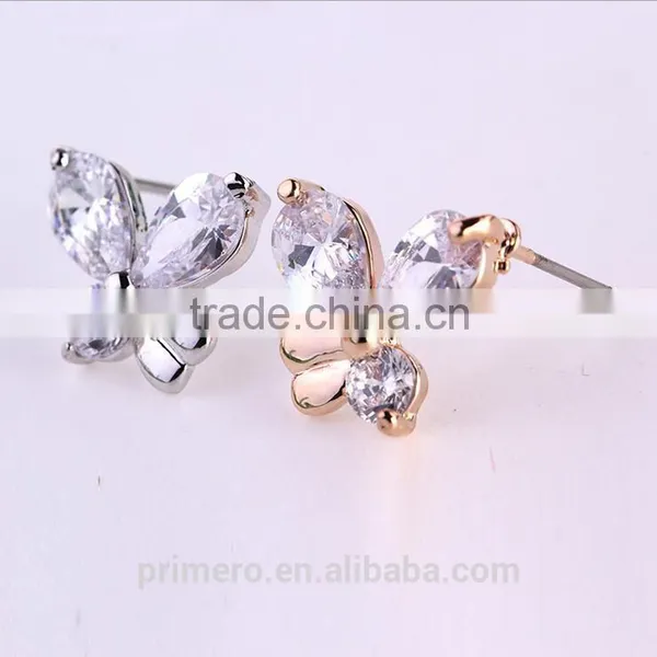 New Fashion Rolled Jewelry Gold Butterflies Crystal Earring For Women photo-3