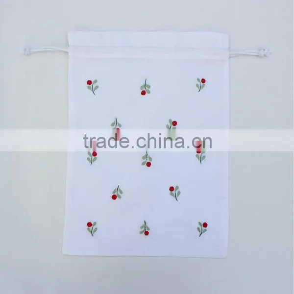 Flowers Embroidered Drawstring Laundry Bags, Personalized Monogrammed Lingerie Bag photo-2