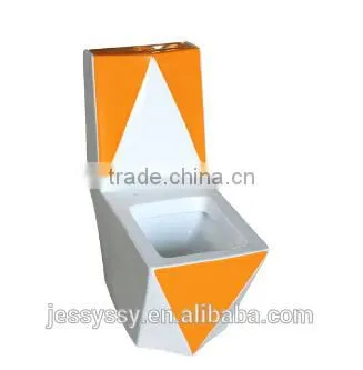 Washdown Floor Mounted One Piece Yellow Colored Toilet Bowl 388 photo-3