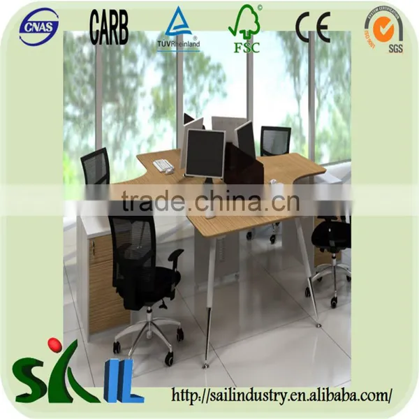 Modern Office Desks Four People Wood Computer Workstation photo-4