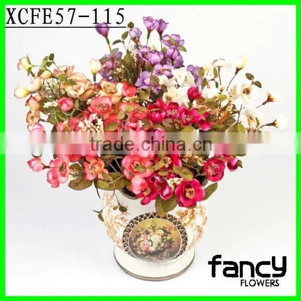 33 cm Height 7 Heads Artificial Peach Blossom, Artificial Flower Bouquet Cheap Wholesale