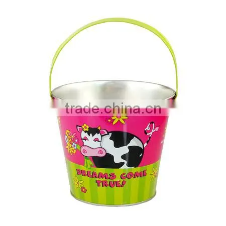 Small Christmas Round Tin Ice Bucket With Handle photo-5