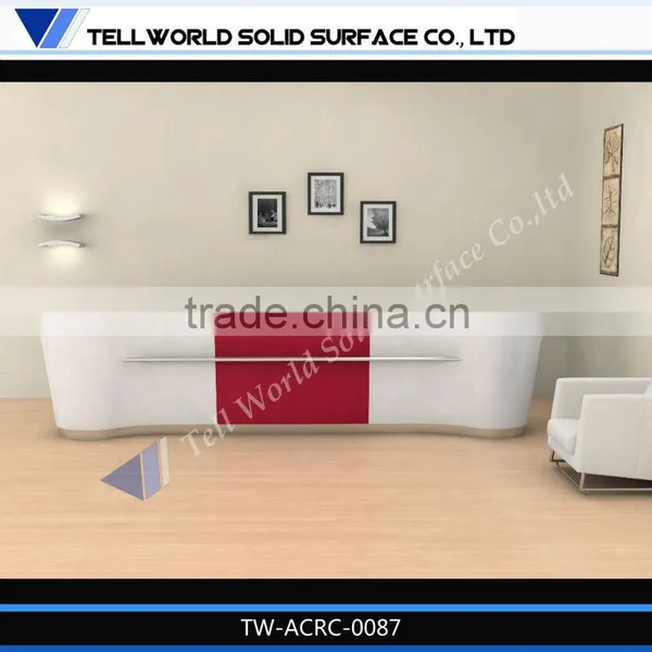 Fancy Style Office Furniture Artificial Marble Reception Counter Design photo-3