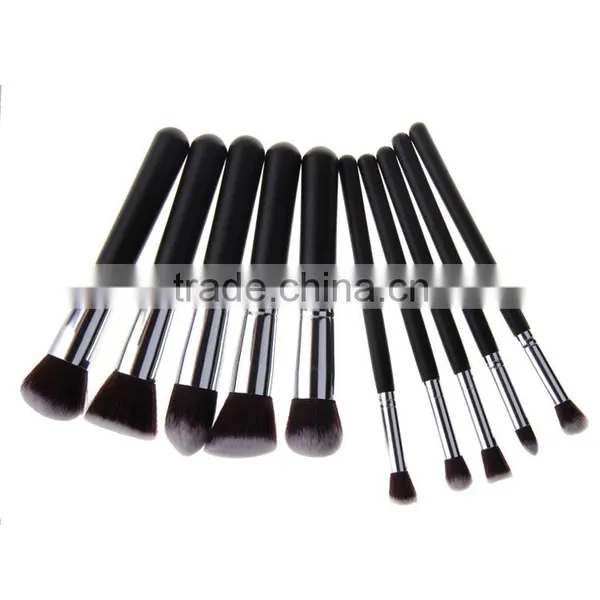 10 Pcs Silver Black Synthetic Kabuki Makeup Brush Set Cosmetics Foundation Blending Blush Makeup Tool photo-5