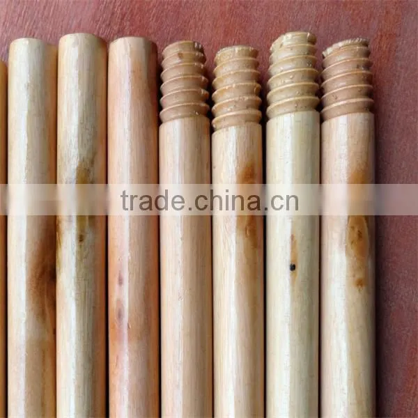 Natural Wooden Lacquered and Threaded Mop Handle