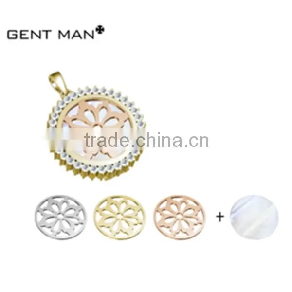 2016 Simple Unique Plated Gold Beautiful Flower Pattern Pendant Necklace for Women photo-2