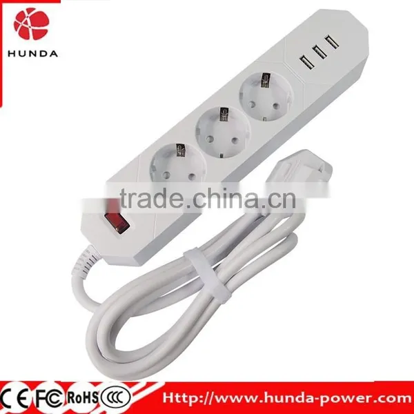 New Arrival 3 Outlet Surge Protector Power Strip With Triple 3.4A USB Charging Ports, With 1.8M Power Cord photo-5