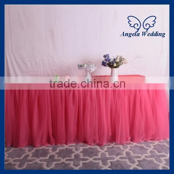SK005K New Wedding Hot Pink Puffy Tulle Table Skirt