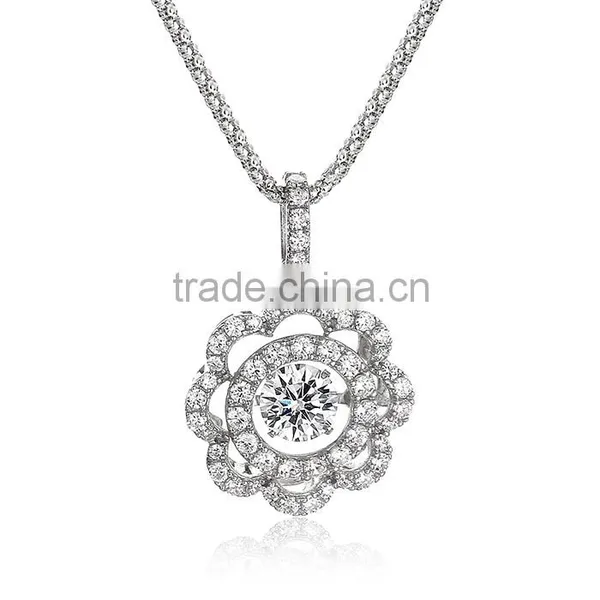 Silver Fashion Jewelry 2016 Dancing Stone Pendant Neckalce Women Jewelry SPG916W photo-2