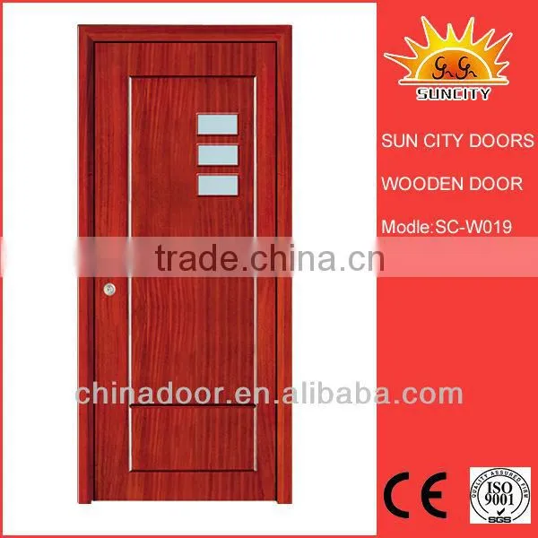 SC-W019 Interior Solid Wood Door With Glass Designs