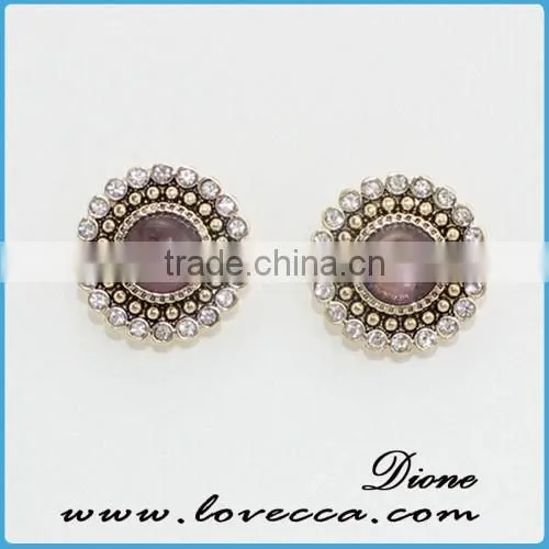Wholesale Fashion Jewelry Crystal Around Gemstones Charms Brass Stud Earring Jewelry Supplies photo-2